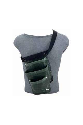 Hakiki Deri Kroko Cepli Tekniker Çivi Önlüğü Bel Çantası Yeşil