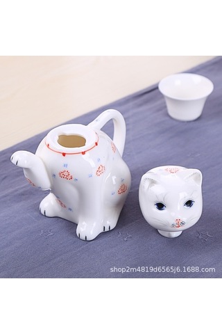 Pazly Sevimli Şanslı Kedi Seramik Pot 280 Ml Sanbuyos Kedi Karafı