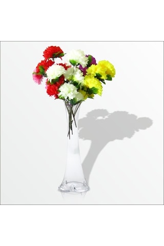 Uzun 80 Cm Cam Vazo 5 Renk Yıkanabilir Çok Başlı Çiçek Çiçekler