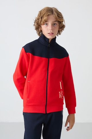 Tommy Life Fiesta-lacivert Pamuklu Kalın İçi Tüylü Yumuşak Dokulu Standart Fit Nakışlı Erkek Çocuk Eşofman Tak Kırmızı - Lacivert