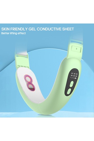 Hangfox Yeşil Yüz Gerdirme Aleti - 6 Mod Tens Mikro Akım Teknolojisi İle V Şekli Geliştirici, Titreşimli Yüz Slimmer Cihazı Çok Renkli