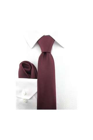 Pierroni Bordo Oxford Desen Mendilli Kravat Bordo