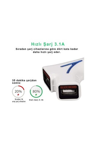 Lexroo Pıusb2be 3.1 Amper Çift Çıkışlı Usb Araç Şarj Cihazı Standart