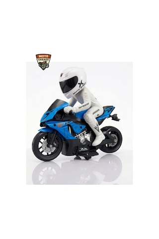 Th-speed X Uzaktan Kumandalı Rc Motosiklet Model - Mavi - 1/10 Ölçek - Yarışçı Figürlü