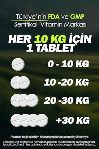 Köpek İçin%100 İç Bitkisel Parazit Tableti Ve Hapı 2 Tablet Bağırsak Sağlığı & Sindirim Desteği