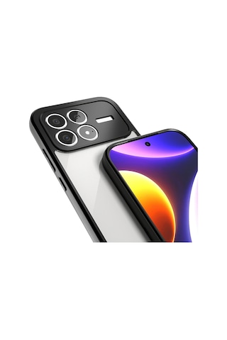 Poco F8 Pro Kılıf Kamera Korumalı Şeffaf Arka Yüzey Mkst New Roll Kapak - Siyah Siyah
