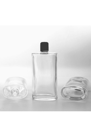 15 Adet Boş Cam Kolonya Şişe, 200 Ml, Yassı Model Şeffaf, Kapaklı