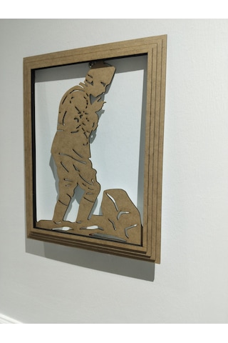 Led Işıklı Kurtuluş Savaşı Komutanı Atatürk Tasarımlı Ahşap Dekoratif Duvar Çerçevesi