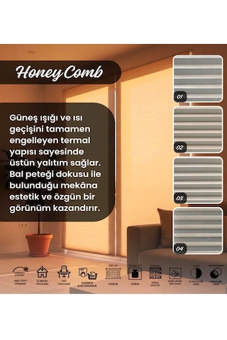 Honeycomb Bal Peteği Çiftli Sistem Gece-gündüz %100 Karatma Ve Isı Yalıtımlı Plise Perde Antrasit
