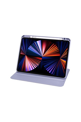 İpad Pro 11 2021 3.nesil A2377-a2459-a2301-a2460 Uyumlu Kalem Bölmeli Dönebilen Standlı Termik Tablet Kılıfı - Siyah - T25984