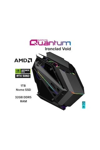 Quantum Gaming IRONCLAD VOID R5-7500F 32 GB 1 TB NVMe SSD 8 GB RTX5060 Free Dos Masaüstü Oyuncu Bilgisayarı
