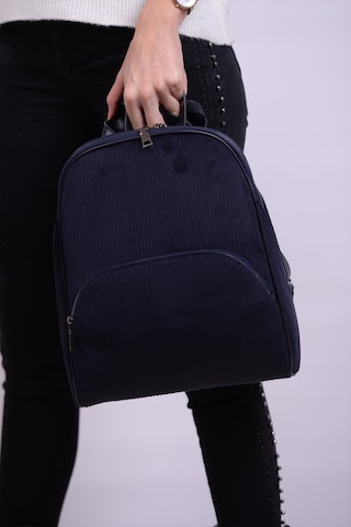 Housebags Kadife Lacivert Kadın Sırt Çantası 157 Kadife Lacivert