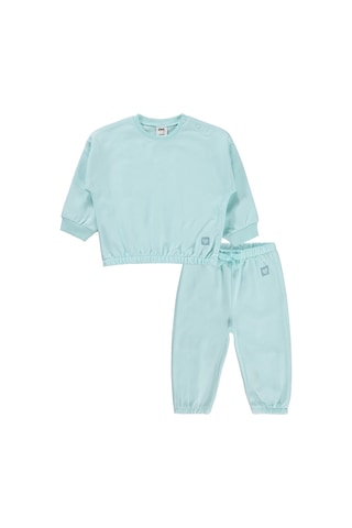Civil Baby Kız Bebek Düz Basic Kalpli 6-18 Ay Takım - Yeşil Su Yeşili