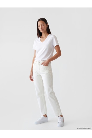 Lcw Modest Ekru Regular Fit Kadın Jean Pantolon