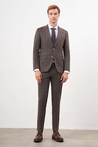 Morven Erkek Kahve Poliviskon Trend Yelekli Ekoseli Slim Fit Sivri Yaka Takım Elbise 24mc001130400 Kahve Kahverengi