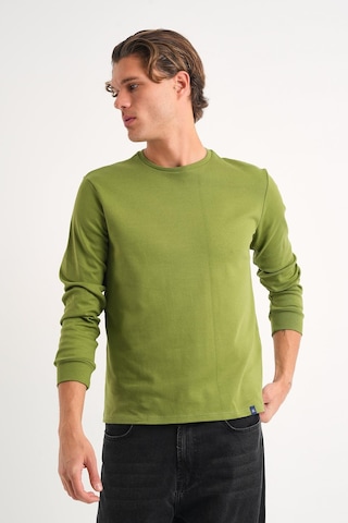 Alexander Gardi Alexandergardı Uzun Kollu Bisiklet Yaka Basic Sweatshirt Haki