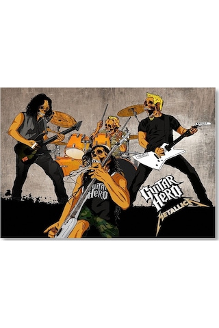 Cakasepetim Metallica Guitar Hero Kuru Kafalar Ahşap Mdf Tablo