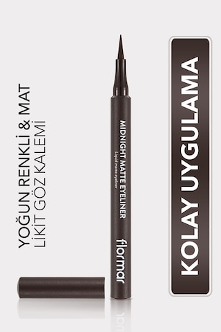 Flormar Midnight Matte Keçe Uçlu Mat Likit Göz Kalemi 002 Brown