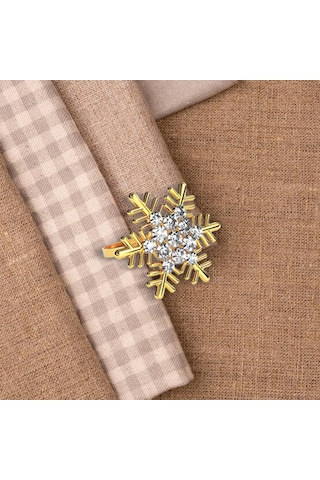 Homyl 12 Adet Yılbaşı Kar Tanesi Peçete Halkası Altın Altın