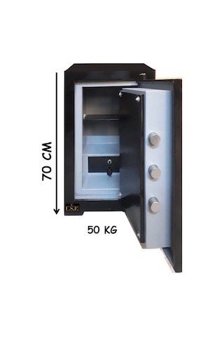 U.S.F Ev ve Ofis Tipi Çelik Çift Anahtarlı Para Kasası 70 CM 50 KG Siyah