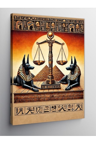 Kanvas Tablo Mısır Tanrıları Ve Adalet Terazisi 50cmx70cm