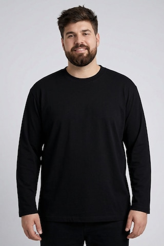 Tommylife Siyah O Yaka Rahat Form Battal Büyük Beden Uzun Kollu Erkek T-shirt - 88107 Siyah
