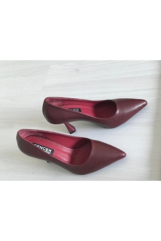Gencer Leather Hakiki Deri Stiletto Ayakkabı Bordo Bordo
