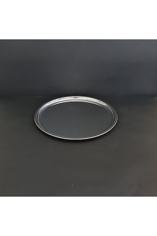 12 Adet Paslanmaz Çelik Diplomat Tabak 430 Kalite Tatlı & Pasta Servis Tabağı 29 Cm Gümüş