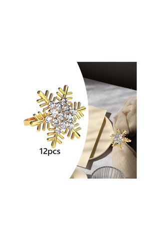 Homyl 12 Adet Yılbaşı Kar Tanesi Peçete Halkası Altın Altın