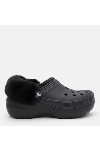 Crocs Classic Platform Fuzz Lined Clog Black Terlik 212854-001 Siyah
