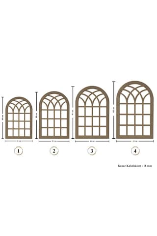 Ahşap Mdf Boyanabilir Dekoratif 4 Lü Duvar Aynası