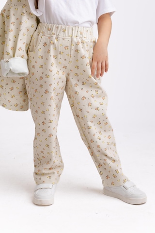 Çiçek Gabardin Kız Çocuk Pantolon Ekru