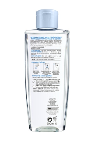L'Oreal Paris Micellar Normalden Karmaya Hassas Ciltler için Kusursuz Makyaj Temizleme Suyu 200 ML