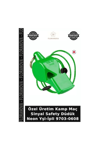Özel Üretim Kamp Maç Sinyal Safety Düdük Neon Yşl-ipli 9703-0608
