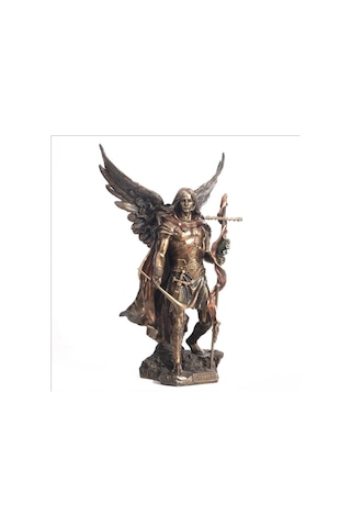 Aziz Gabriel Bronz Melek Heykel Biblo Dekor