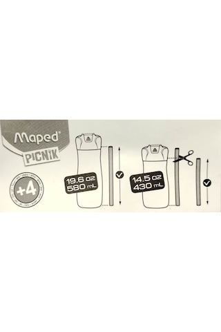 Maped 580 ML Ve 430 ML Kırmızı Kapak + Pipet