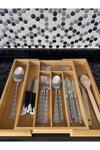 Mien Bambu Ayarlanabilir Çekmece Içi Ölçü Ayarlı Kaşıklık 5-7 Bölmeli 8b81 Kahve