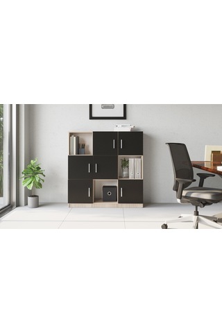 Robin Home Verona G Ofis Klasör Dolabı Kitaplık Meşe-Siyah Meşe