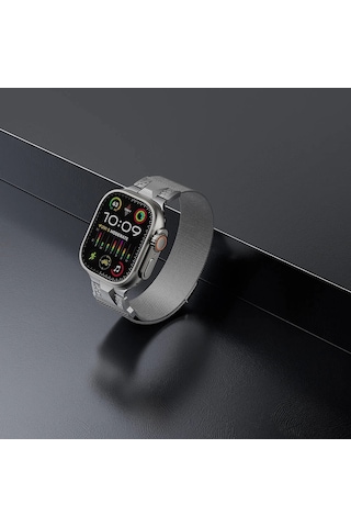 Apple Uyumlu Watch Ultra Uktra 2 49mm Redclick Krd-107 Metal Hasır Kordon