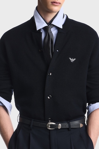 Emporio Armani Yün Ve Pamuk Karışımlı Bisiklet Yaka Düğmeli Hırka Erkek Hırka Em006289 Af27812 Ub118 Lacivert