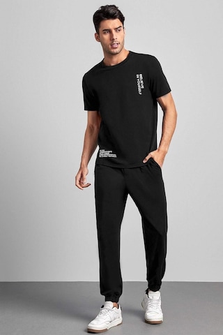 Unisex Belive İn Your Self Baskılı Eşofman Takımı Siyah