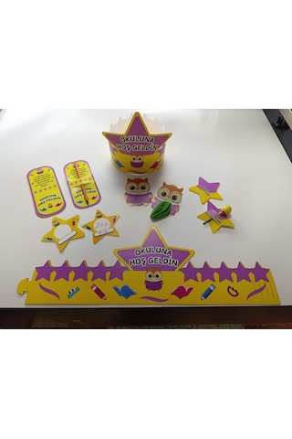 Okuluna / Sınıfına Hoş Geldin Öğrenci Tacı Ve Hediye Kartı Seti 5 Parça 8'li 02 7