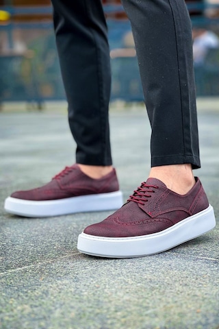 Roof Atelier Erkek Bordo Desenli Bağcıklı Casual Günlük Ayakkabı - 149 - Cbt Changer Over Bordo