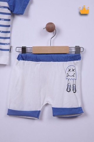 Babyhola %100 Pamuk Erkek Bebek Çizgili Şortlu Takım 116146 001