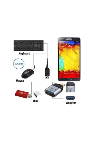 Type C Otg Erkek 3.1 10gb Type C Otg Şarj Ve Data Adaptörü