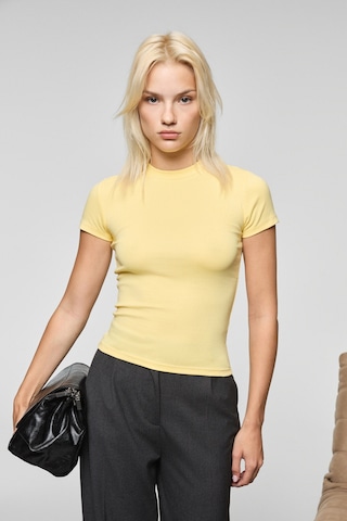 Grimelange Hopewell Kadın Yuvarlak Yaka Örme Slim Fit Sarı T-shirt Sarı