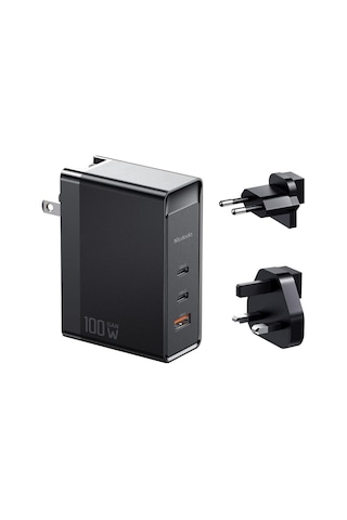 Lexroo Gan 100w 3-port Fast Charger, Siyah Standart