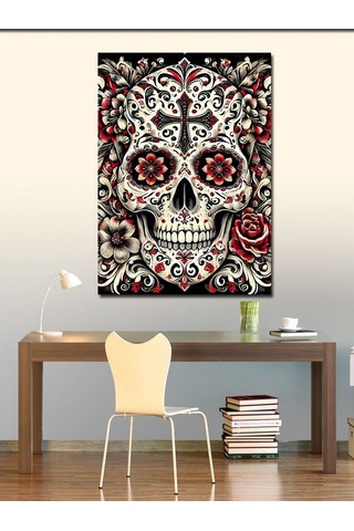 Kanvas Tablo Şeker Kafatası Motifi 70cmx100cm