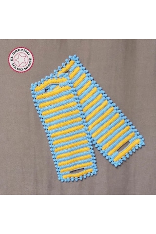 Uretti - Emine 9106 - 3061 El Örgüsü Çift Renkli 2 Li Banyo Lifleri - Sarı / Mavi