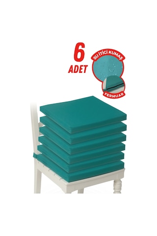 4'lı Sandalye Minderi Su İtici Kumaş 40x40 Cm Sünger Sandalye Minderi Bağcıklı Mavi